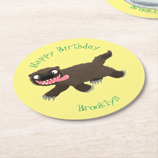 飢えおもしろいた狼の動物漫画 ラウンドペーパーコースター (アングル)