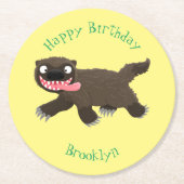 飢えおもしろいた狼の動物漫画 ラウンドペーパーコースター (正面)