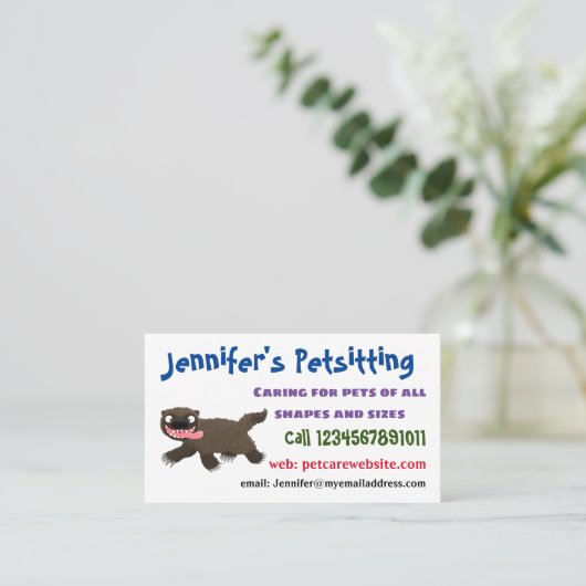 飢えおもしろいた狼の動物漫画 名刺 (スタンド正面)