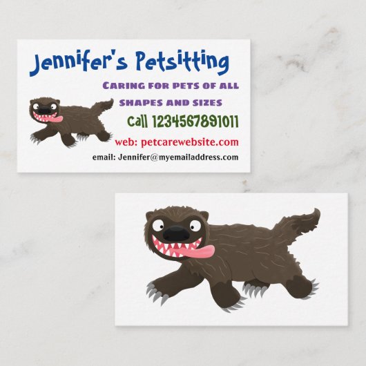 飢えおもしろいた狼の動物漫画 名刺 (正面/裏面)