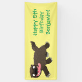 飢えおもしろいた狼の動物漫画 横断幕 (縦)