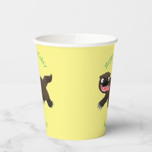 飢えおもしろいた狼の動物漫画 紙コップ (左)