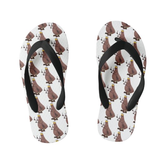 飢えおもしろいた醜いノミ漫画 キッズビーチサンダル (フットベッド)