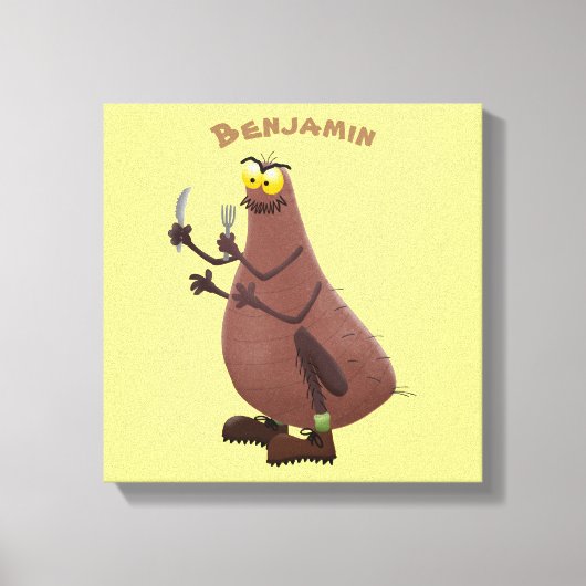 飢えおもしろいた醜いノミ漫画 キャンバスプリント (正面)