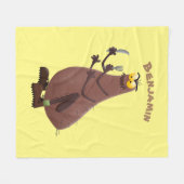 飢えおもしろいた醜いノミ漫画 フリースブランケット (正面(横))