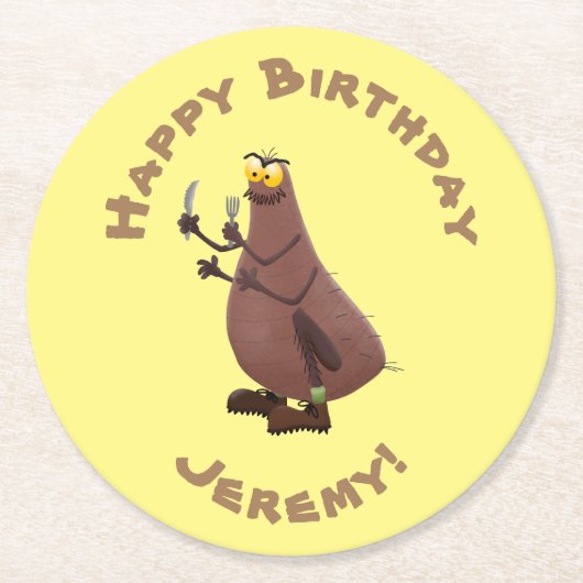 飢えおもしろいた醜いノミ漫画 ラウンドペーパーコースター (正面)