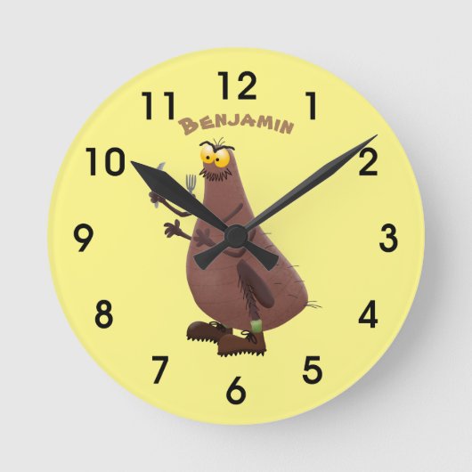 飢えおもしろいた醜いノミ漫画 ラウンド壁時計 (正面)