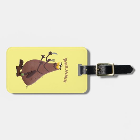 飢えおもしろいた醜いノミ漫画 ラゲッジタグ (正面横)