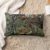 飢えたライオンbyアンリ・ルソー，ヴィンテージ野生動物 ランバークッション (ブランケット)