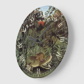 飢えたライオンbyアンリ・ルソー,ヴィンテージ野生動物 ラージ壁時計 (傾斜)