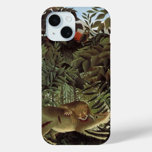飢えたライオンbyアンリ・ルソー,ヴィンテージ野生動物 Case-Mate iPhoneケース (裏面)