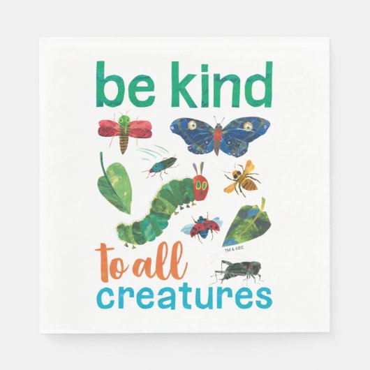 飢えた毛虫 |すべての生き物に優しく スタンダードランチョンナプキン (正面)