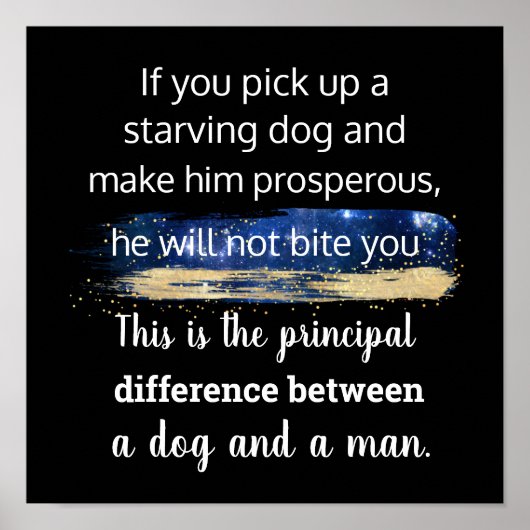 飢えた犬の引用文バイマークトウェイン ポスター (正面)