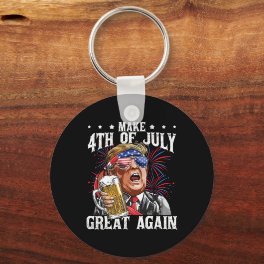 飲おもしろいみビアチーム7月4日素晴らしAg キーホルダー (正面)