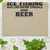 飲おもしろいみビール及び氷魚釣りことわざ キッチンタオル (折り畳み)