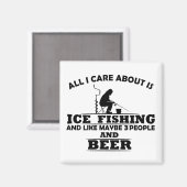 飲おもしろいみビール及び氷魚釣りことわざ マグネット (正面/裏面)