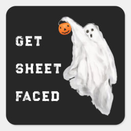 飲おもしろいみ大人ハロウィン幽霊 スクエアシール