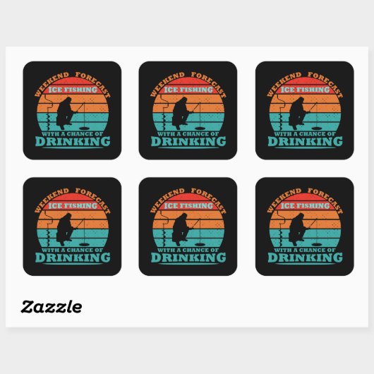 飲おもしろい飲ことわざ及び氷魚釣り スクエアシール (シート)