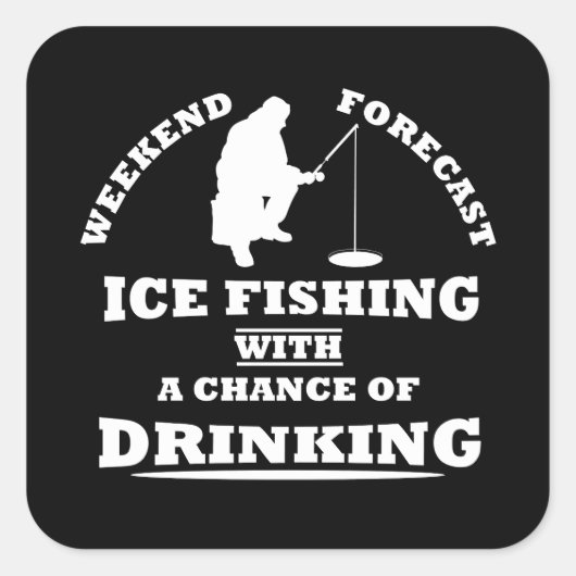 飲おもしろい飲ことわざ及び氷魚釣り スクエアシール (正面)