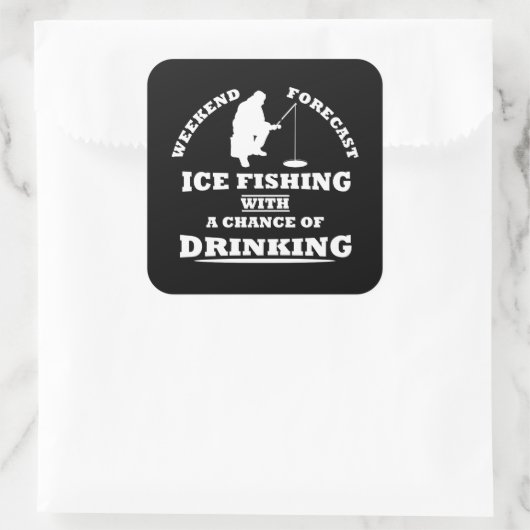 飲おもしろい飲ことわざ及び氷魚釣り スクエアシール (バッグ)