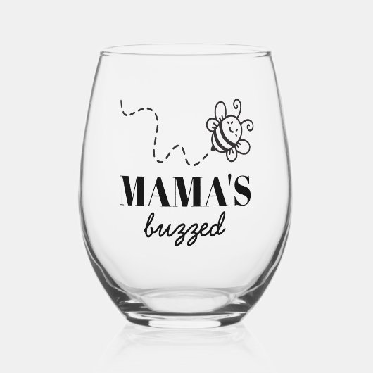 飲みおもしろいが大好きなお母さんへの熱狂的なミツバチの贈り物 ステムなしワイングラス (正面)