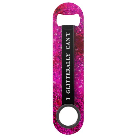 飲みおもしろい冗談ホットピンクグリッターモノグラム名 スピード栓抜き (正面)
