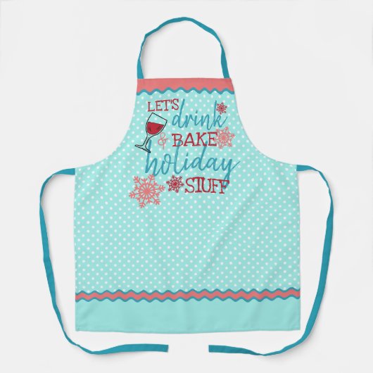 飲みおもしろい物と休日ベーキング引用文文字 エプロン (正面)