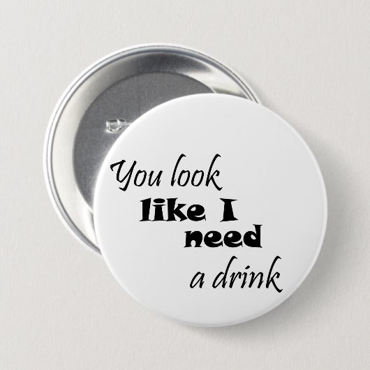 飲みタイポグラフィおもしろいおもしろいワインギフトユーモアのジョーク 缶バッジ (正面&裏面)