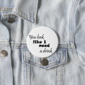 飲みタイポグラフィおもしろいおもしろいワインギフトユーモアのジョーク 缶バッジ (インサイチュ)