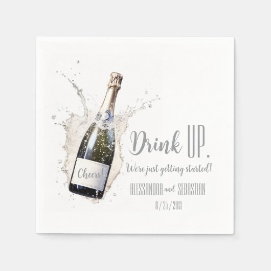 「飲み干せ。さあ、いよいよ出発だ!」 ウェディング スタンダードカクテルナプキン (正面)
