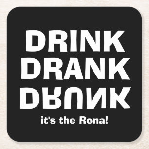 飲み干飲し-ロナだ!ブラック スクエアペーパーコースター