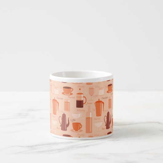 飲み物および文字が付いているパターン エスプレッソカップ (正面)