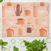 飲み物および文字が付いているパターン キッチンタオル (折り畳み)