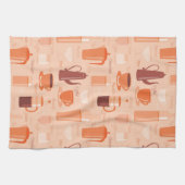 飲み物および文字が付いているパターン キッチンタオル (横)