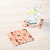 飲み物および文字が付いているパターン スクエアペーパーコースター (インサイチュ)