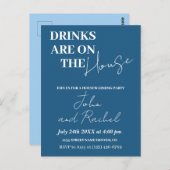 飲み物が家にある引っ越し祝いパーティーパーティーブルー ポストカード (正面/裏面)