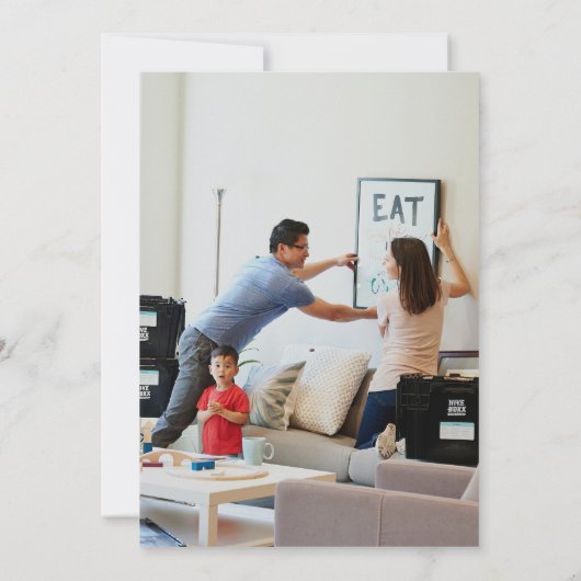 飲み物が家にある引っ越し祝いパーティー追加の写真 招待状 (裏面)