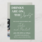 飲み物が家にある引っ越し祝いパーティー追加の写真 招待状 (正面/裏面)