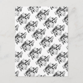 飲み物と一緒のヴィンテージ アリス・イン・ワンダーランド ポストカード