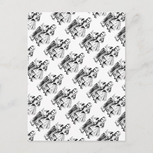 飲み物と一緒のヴィンテージ アリス・イン・ワンダーランド ポストカード (正面)