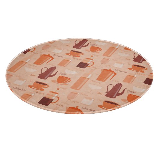 飲み物と文字 カッティングボード (角)