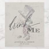 飲み物に酔う ヴィンテージ アリスインワンダーランド ウェディング ワインラベル (シングルラベル)