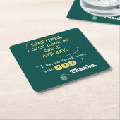 飲み物のコースターのギフトのクリスチャンは神を感謝していしています スクエアペーパーコースター (アングル)