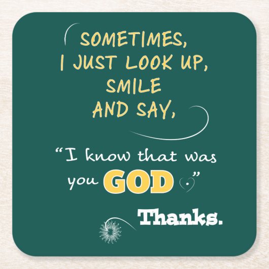 飲み物のコースターのギフトのクリスチャンは神を感謝していしています スクエアペーパーコースター (正面)
