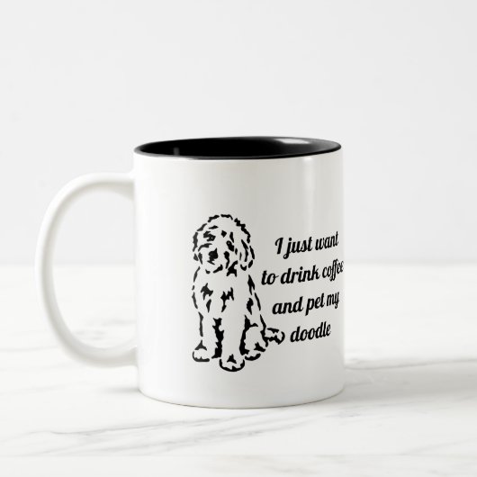 飲み物のコーヒーは及び私の落書きをかわいがります ツートーンマグカップ (左)