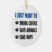 飲み物のコーヒー、保存動物は、昼寝を取ります セラミックオーナメント (右)