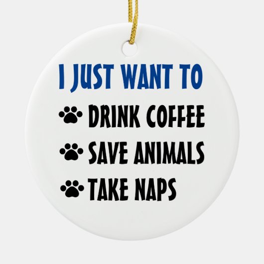 飲み物のコーヒー、保存動物は、昼寝を取ります セラミックオーナメント (正面)