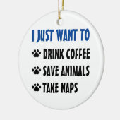 飲み物のコーヒー、保存動物は、昼寝を取ります セラミックオーナメント (左)