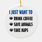 飲み物のコーヒー、保存動物は、昼寝を取ります セラミックオーナメント (裏面)