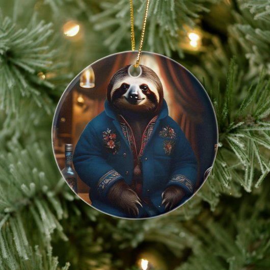 飲み物のジャケットのナマケモノ セラミックオーナメント (ツリー)